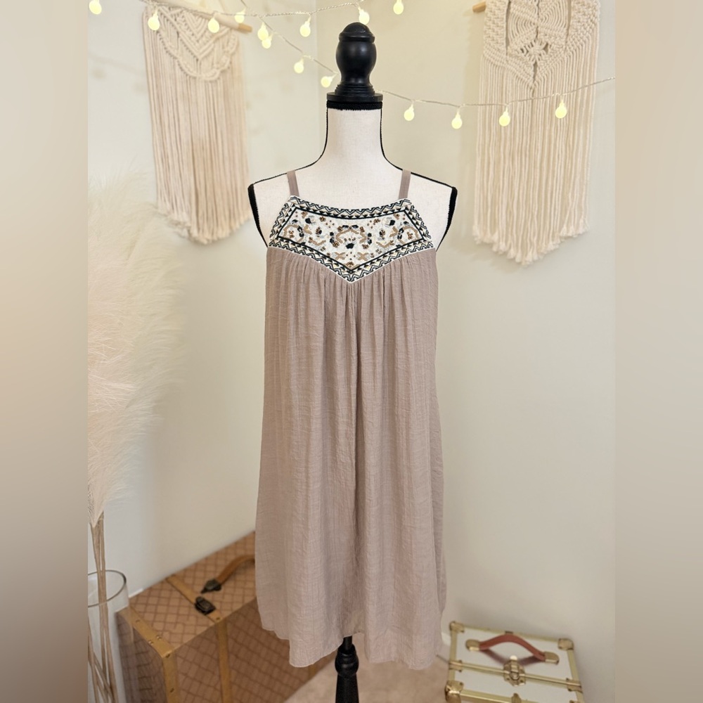 🌾 Luxology Boho Embellished Halter Mini Sundress